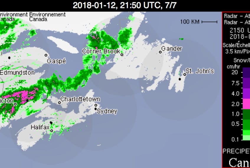 Environment Canada radar screen shot.