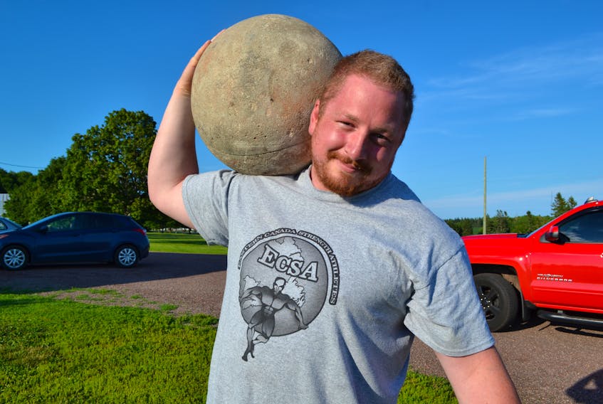 Mitch Kinch, who placed second in the Strongest Man in Atlantic Canada competition, makes the atlas stones look easy. Kinch is hoping to move up a notch during the Strongest Man in P.E.I. competition July 26 in Alberton.