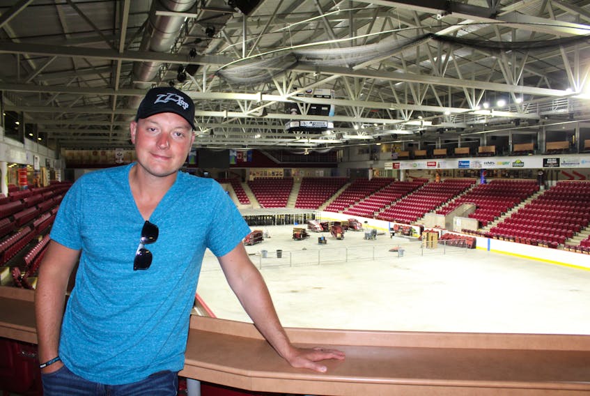 JP Desrosiers, director of community services for the City of Summerside, in Eastlink Arena at Credit Union Place. The city recently hosted two big name acts in Bryan Adams and ZZ Top, continuing its reputation as a prominent entertainment hub.
