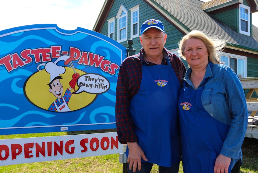 Rudy, left, and Denise Perrin, owners of the new Borden-Carleton business Tastee Dawgs, are excited to open the doors to the strictly-takeout restaurant.