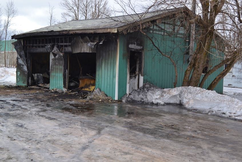 A detached garage was destroyed by fire Thursday night in O’Leary.