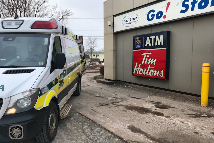 Island EMS respond to a medical emergency at the Reads Corner Tim Horton's Christmas Day.