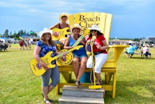 Monique Matthews, from the left, Sonia Marchand, Rose Marie Marchand, and Pam Marchand came from Cape Breton to enjoy the lively three-day festival.