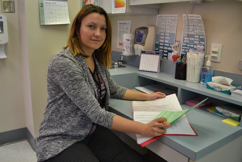 Alberton Health Centre nurse practitioner, Maryna Kudryacheva completes a requisition form for a patient. Kudryacheva says the rural practice she has in Alberton is just what she was looking for. She plans to attend the Here to Stay community engagement day which will be held at Mill River Resort on March 5.