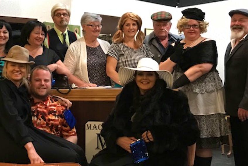 Ready for opening night of The Tyne Valley Players’ presentation of the farce comedy, The Blue Bag are, back row from left, Cindy Gorrill, Pam MacKinnon, Mike Ford, Marie Barlow, Lisa MacDougall, Steven Ellis, Tracey Lauzon, Terry Doran; front row, Janeen Grigg, Adam MacLennan and Lisa Fitzgerald. There will be 10 performances at Britannia Hall from May 20 to June 1.