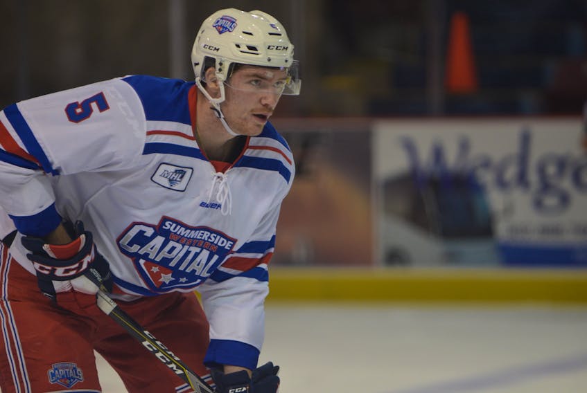 Sophomore Brodie MacMillan of Stratford has been logging a lot of minutes on the Summerside D. Alex MacDonald Ford Western Capitals’ blue-line this season.