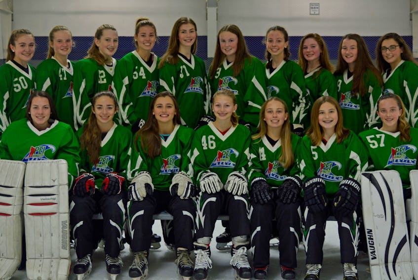 The P.E.I. Wave will represent Canada’s smallest province in the Under-16 Division of the Canadian ringette championships. Play begins in Summerside and Charlottetown on Monday. Team members are, front row, from left: Sarah Bain, Mia Martell, Brooklyn MacInnis, Delaney Roche, Nellie Campbell, Chloe LaBrech and Kenzy Hawkins. Back row: Addie MacPhee, Andrea Caron, Tori Jayne Chapman, Grace MacKinnon, Alexa Carpenter, Hailey Murphy, Sophia Jeffery, Lily MacPhee, Jamie MacAulay and Emily Peters. Missing from photo are head coach Francois Caron and assistant coaches Madison James, Michelle McCabe and Emily Hughes.