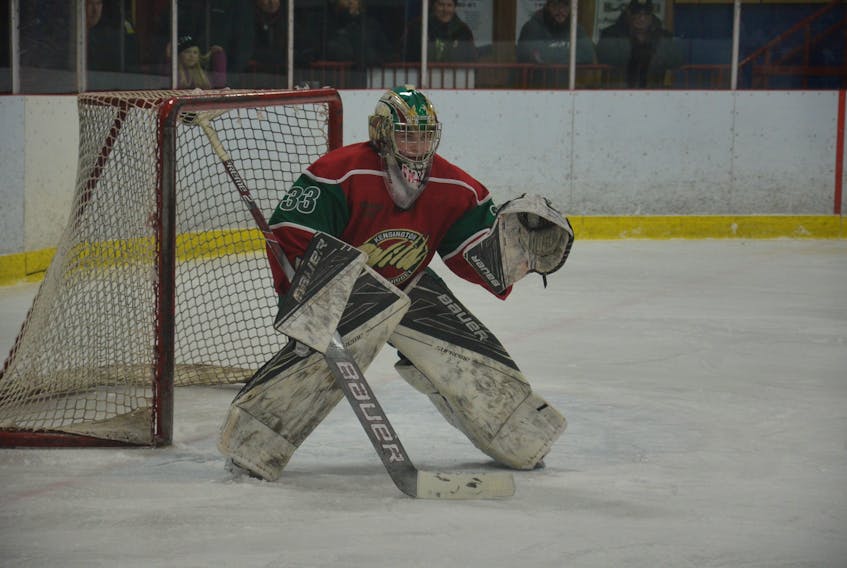 Kensington Wild rookie goaltender Josh Smith made 22 saves in a 9-1 win over the visiting Northern Moose in the New Brunswick/P.E.I. Major Midget Hockey League on Saturday night.