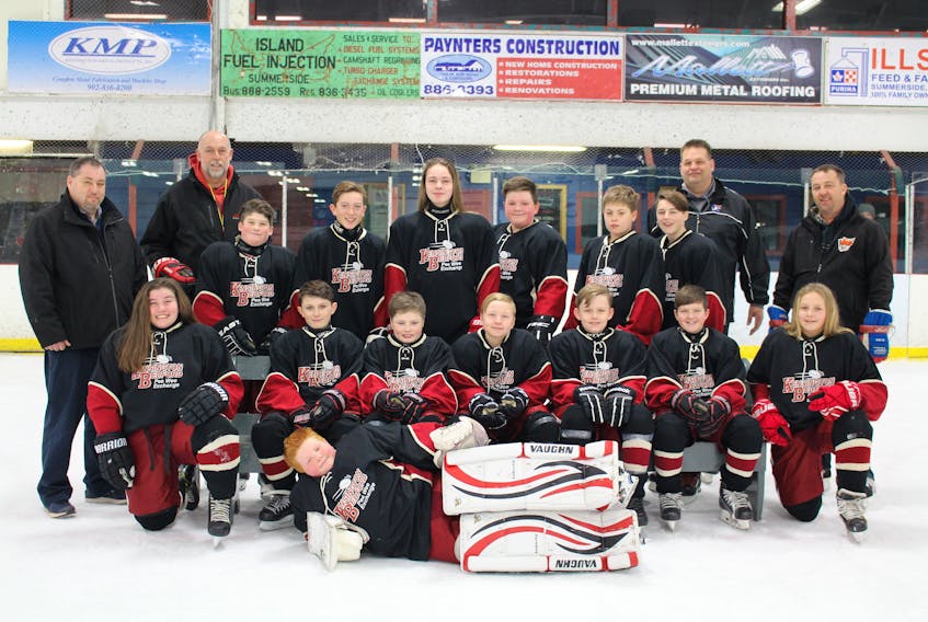 Kensington will host the first half of the 51st annual peewee friendship hockey exchange with Bedford, Que., this weekend. Members of the Kensington team are front row: Travis MacDonald. Second row, from left: Megan Moase, Liam Walsh, Nathan Mann, Konnor LeClair, William Ashley, Nolan Cash and Abby Rice. Back row: Mark Robinson (trainer), Doug Killam (head coach), Brayden Carruthers, Owen Killam, Haven Woodside, Carter MacDonald, Matthew MacDonald, Rodney Robinson, Jason Rice (assistant coach) and Rodney Woodington (assistant coach). Missing from photo are Braedon McKenna and Ben Costain.