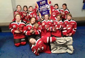 Pownal Team Two edged Pownal Team One 3-2 in the championship game of the recent Consolidated Credit Union atom A female hockey tournament at Credit Union Place in Summerside.