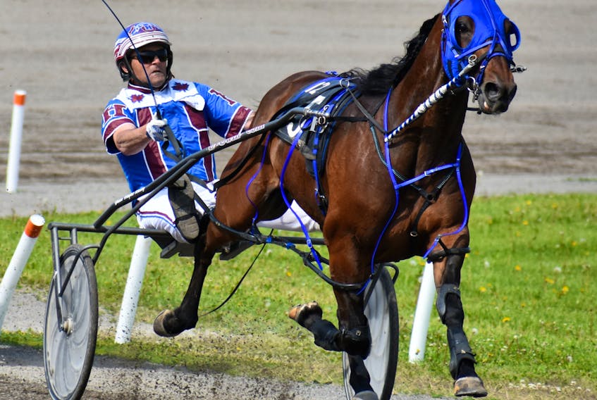 Jason Hughes drives Do Over Hanover at Red Shores at Summerside Raceway on Canada Day.
