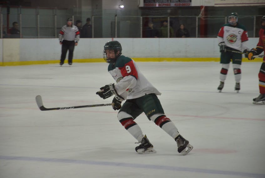 Rookie Marc Richard, 9, is tied for second in team scoring with the Kensington Monaghan Farms Wild of the New Brunswick/P.E.I. Major Midget Hockey League.