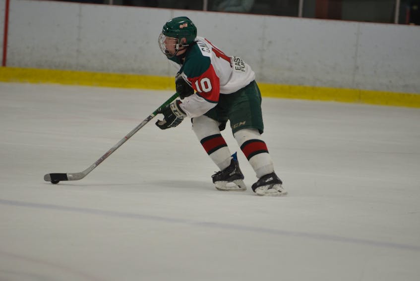 Keiran Gallant in action with the Kensington Wild during a New Brunswick/P.E.I. Major Midget Hockey League game last season.