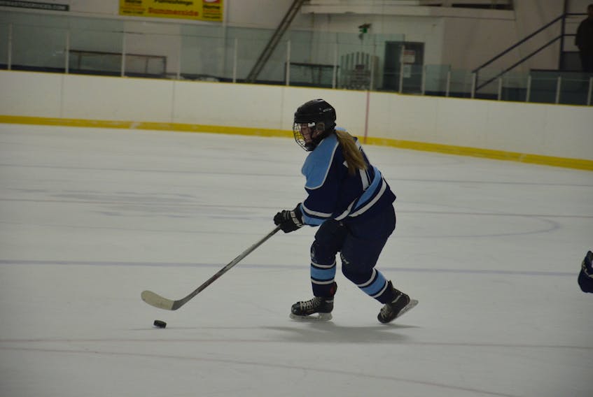 Gracyn Handrahan in action for the Western Wind of the P.E.I. Midget AAA Female Hockey League.