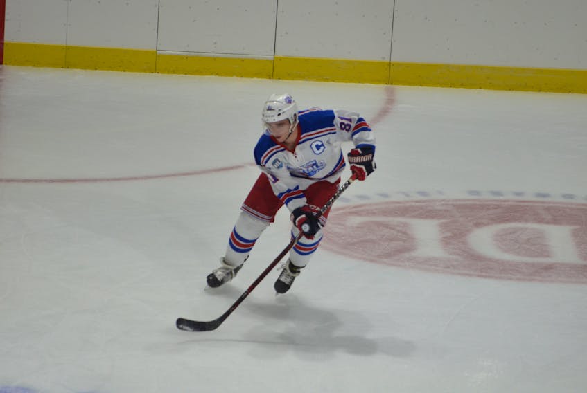 TJ Shea’s five-point effort led the Summerside Western Capitals to a 9-1 road win over the Edmundston Blizzard in the MHL (Maritime Junior Hockey League) on Saturday night.