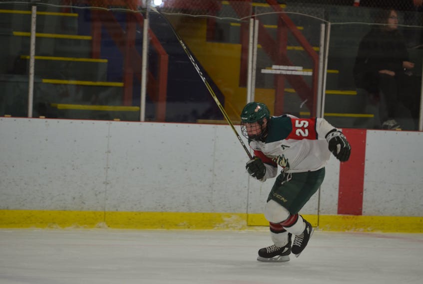 Third-year forward and assistant captain Ryan Richards of Cornwall scored a hat trick and added an assist in leading the Kensington Wild to a 10-2 road win over the Fredericton Caps in the New Brunswick/P.E.I. Major Midget Hockey League on Sunday afternoon.