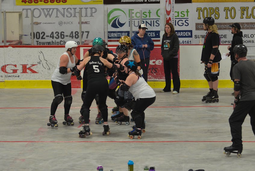 The Summerside Twisted Sisters work on a drill during a practice last week in preparation for Saturday’s season and home opener. The Twisted Sisters defeated the Avon River Rebel Bells from Windsor, N.S., by a 231-215 score.
