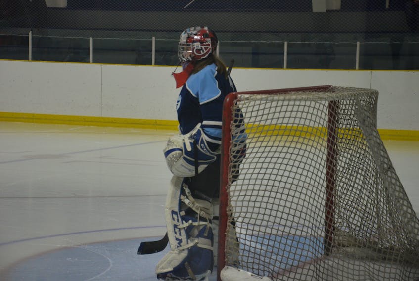 Darcie Augustine backstopped the Western Wind to a 4-0 shutout over the Kings County Kings in P.E.I. Midget AAA Female Hockey League play Thursday night.