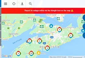 Nova Scotia Power Outage map early Friday afternoon