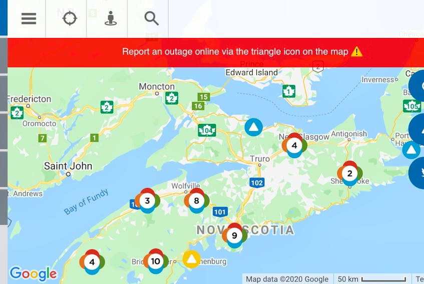 Nova Scotia Power Outage map early Friday afternoon