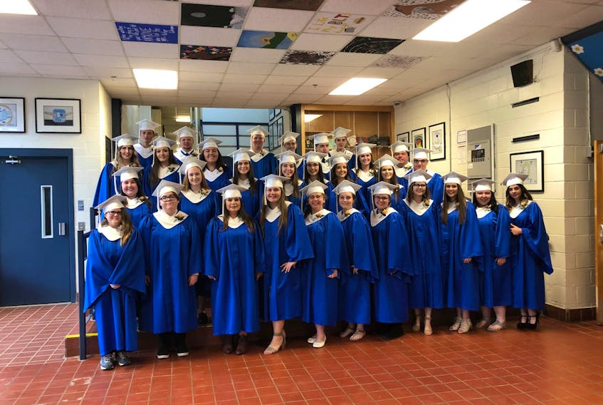 Parrsboro Regional High School handed out numerous awards, scholarships and bursaries during graduation ceremonies at the school on June 27. Shown are members of the Class of 2019.