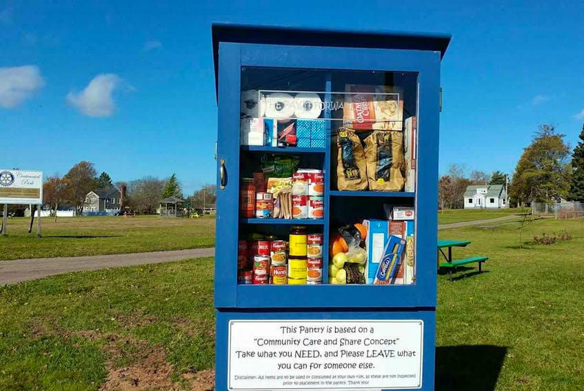 The Pay it Forward Pantry, created in November, has been extremely busy with between $100 and $150 in groceries passing through the pantry every day. The pantry is located in the Rotary Centennial Park on Elmwood Drive in Amherst, almost directly across from Maggie's Place.