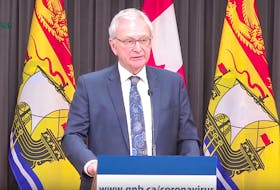 New Brunswick Premier Blaine Higgs announces an urgent nursing home placement process during a press briefing on Tuesday, one of the measures introduced by the provincial government to help reduce the spread of COVID-19.