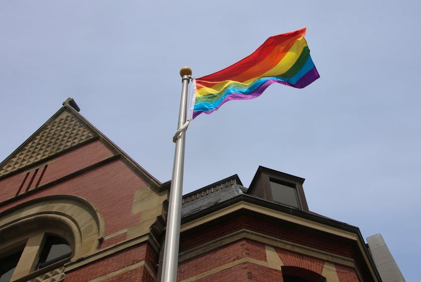 Pride flag flying in Truro.