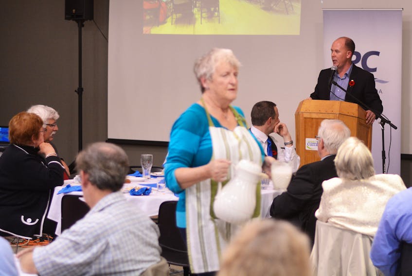 Cumberland South MLA Tory Rushton covered several topics at the Cumberland South Progressive Conservative fundraising dinner at the Dr. Carson & Marion Murray Community Centre in Springhill.