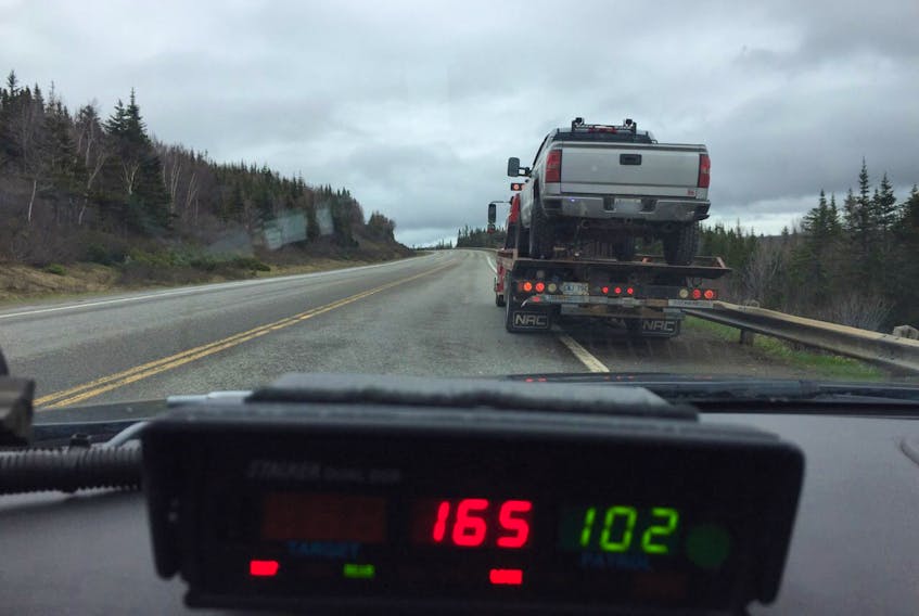 A 21-year-old man from Port au Port East had his truck impounded after being caught travelling at 165 km/h on the Trans-Canada Highway near Pinchgut Lake on Sunday, May 31.