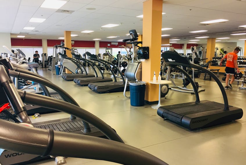Equipment in the fitness centre at the Rath Eastlink Community Centre is spaced at least six feet apart to ensure social distancing.