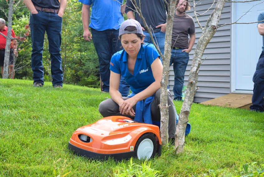 Stihl Canada’s small robotic lawnmower is more of a trimmer, designed to keep one’s grass cut to a certain level and will return to its battery-charging station automatically whenever its charge runs low. This eco-friendly machine was put through its paces in Valley on Aug. 23 by Stihl product specialist Josee Levesque from London, Ontario.