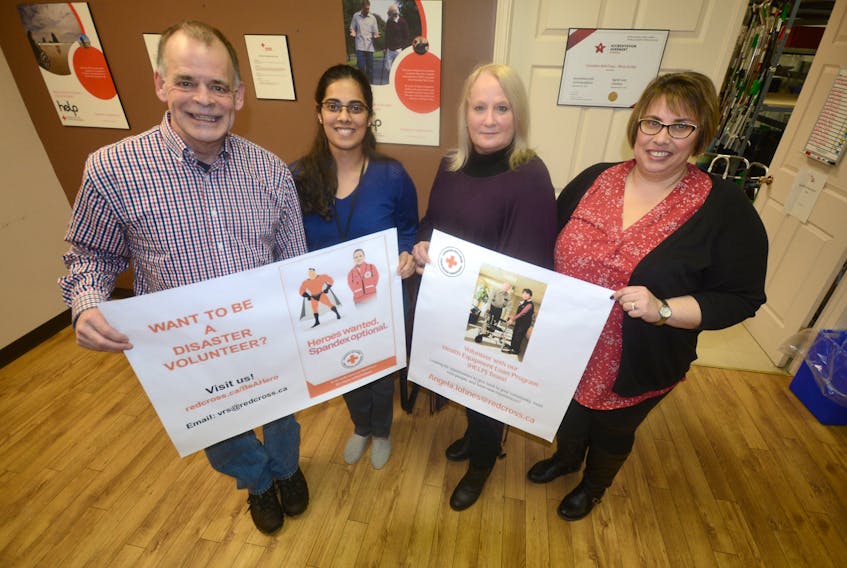 The Red Cross in Amherst provides many opportunities for volunteers, and provides lasting friendships as well. Want to be a volunteer? Visit the office in downtown Amherst, and (from left) Sherman Beal, Kashika Jaggi, Bev Cooke and Angie Lohnes will be there to help.