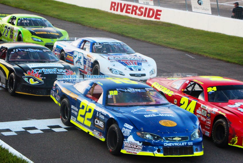 Napa Sportsman Series drivers, some pictured here in action during the Henry’s AUTOPRO 100 Aug. 16 at Riverside, will settle the title in the Henry's AUTOPRO 75, this Saturday (Sept. 7) at Riverside International Speedway. Richard MacKenzie
