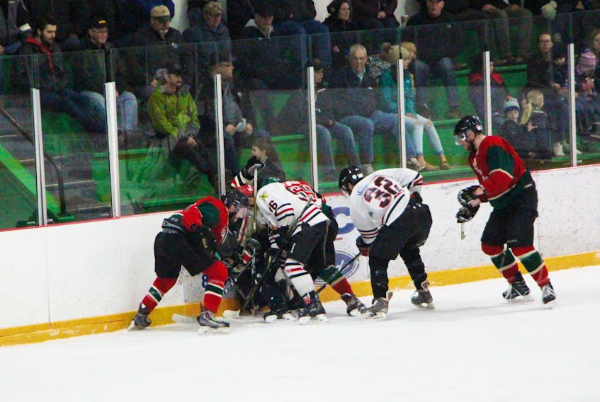 There is sure to be plenty of fierce puck battles at the Heatherton Warriors and Pleasantdale Panthers continue their Antigonish Rural League final series Saturday night at the Antigonish Arena. Pleasantdale leads the series 3-1 and can wrap-up the title with a win. If Heatherton wins, they'l have to be ready to do the same Sunday night in game six. Puck drop is 7 p.m. Saturday and, if necessary, Sunday as well.