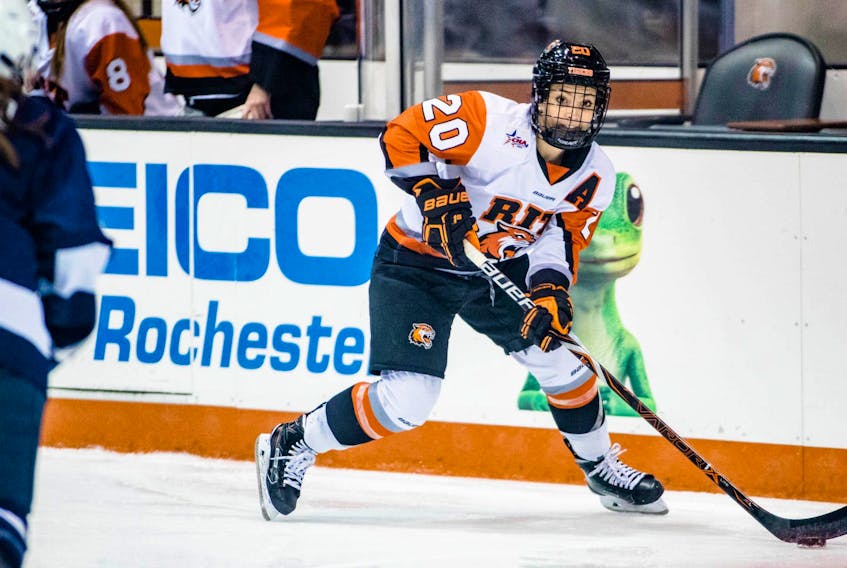 Mallory Rushton, 22, of Brookdale has signed a contract to play with the Metropolitans Riveters of the National Women’s Hockey League. The Rochester Institute of Technology grad is in training preparing for the opening of Riveters’ camp in New Jersey in early September.