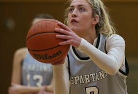Dartmouth Spartans senior Sami Russell gets ready to shoot a free throw during a metro high school basketball game on March 23 in Dartmouth - Tim Krochak / The Chronicle Herald