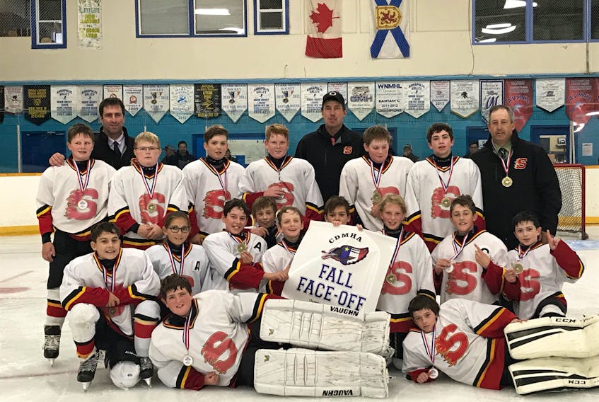 CONTRIBUTED
The Shelburne Peewee A Flames won the banner at the Fall Faceoff tournament.