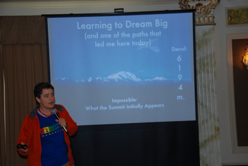 TA Loeffler told the crowd no matter what the challenge, be it attempting to climb the highest mountain peak in the world or dealing with one’s mental health, the same steps apply – imagine the impossible, accept the invitation, make a plan, create support and practice going beyond.