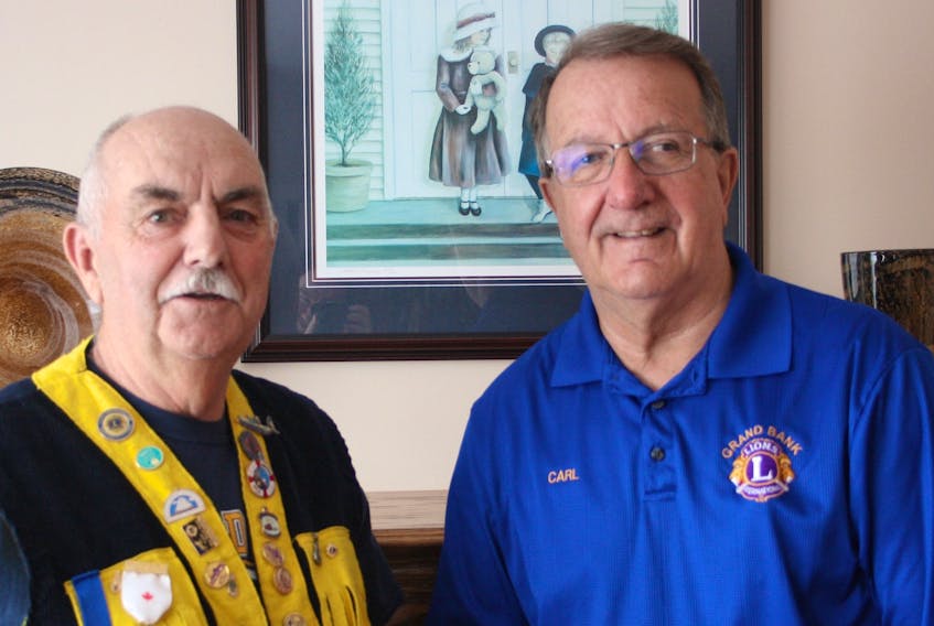 Jim Tessier, left, is the outgoing president of the Grand Bank Lions Club. He will soon be replaced by Carl Rose. Both spoke to The Southern Gazette about the club’s urgent need for new members last week.