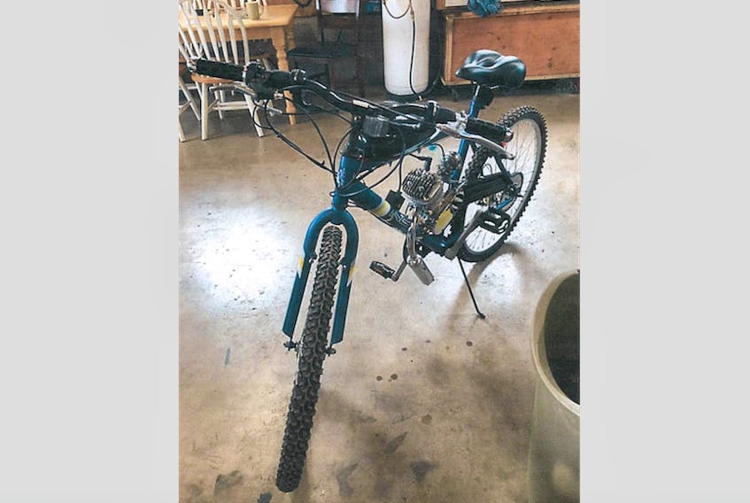 This blue motorized mountain bike was stolen during a break and enter at a residence in Marystown, according to the Burin Peninsula RCMP.