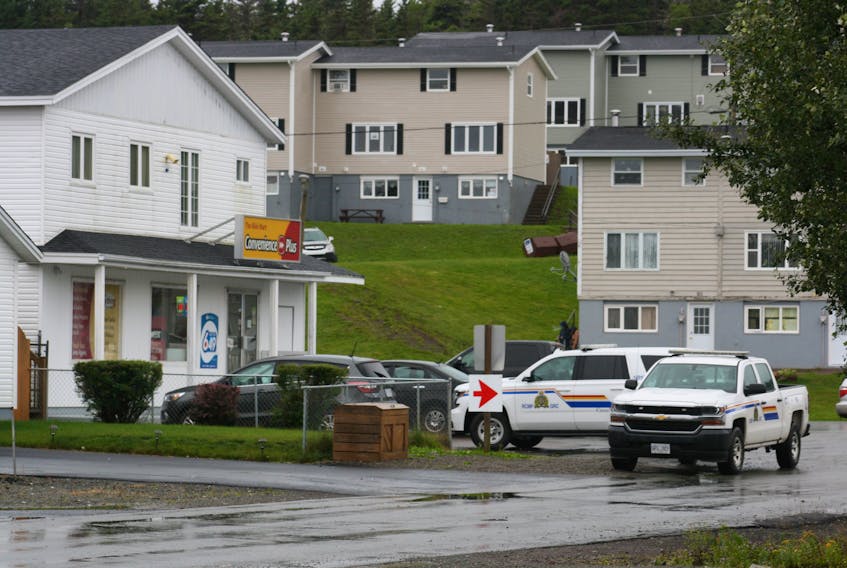 A number of police vehicles could be seen outside an apartment located above a convenience store at the Corner of Ville Marie Drive and Forest Road in Marystown on Tuesday, Sept. 18.