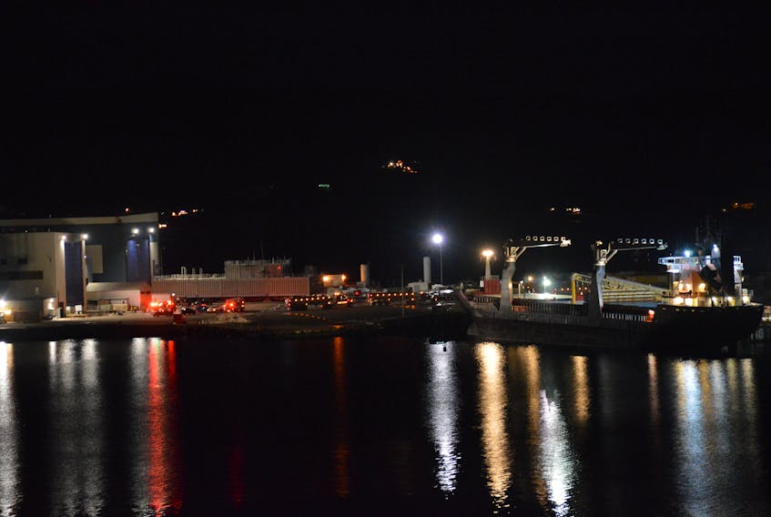 Fire and emergency vehicles could be seen at the Kiewit Offshore Cow Head facility early evening on Dec. 16
