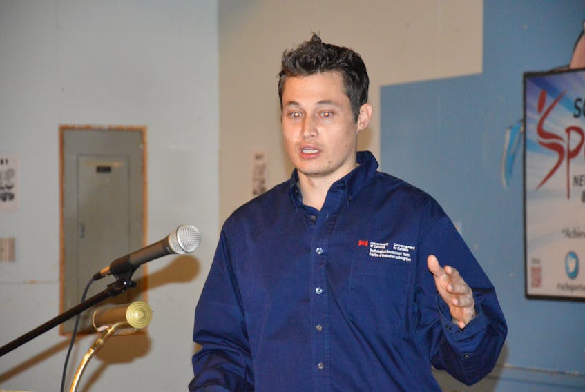 Lance Richardson-Prager, a scientist with Health Canada whose specialty is radiation, held a public meeting to present the results of radon testing conducted earlier this year in the Town of St. Lawrence