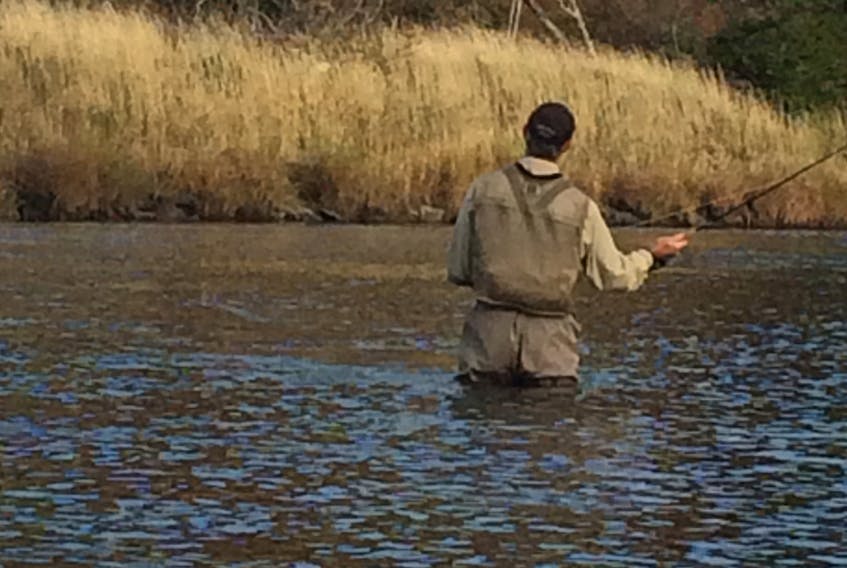 Carroll Randall’s friend Andrew James fishing the Margaree River.