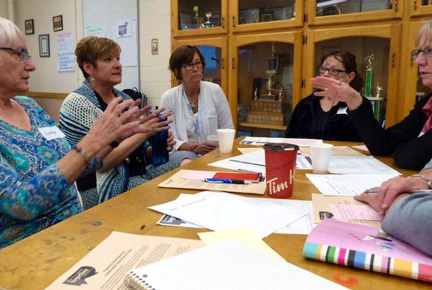 Shelburne County residents and NSHA personnel discuss accessibility to primary health care during a June 14 community conversation on collaborative family practice teams.