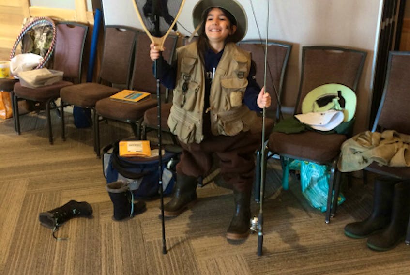 Carroll Randall’s waders don’t fit everyone, but it is never too early to learn about salmon fishing. This young fishing enthusiast was excited to try the waders on during the March Break Gone Fishing event held at White Point Beach Resort this past spring.