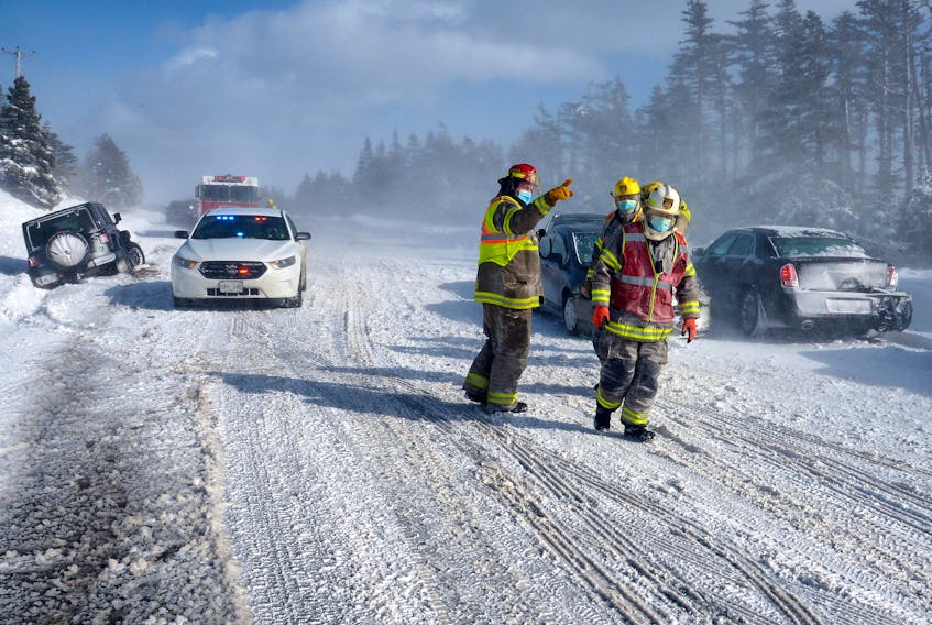 Two collisions in whiteout conditions on Portugal Cove Road closed the road for a time until the scene could be cleared. Keith Gosse/The Telegram