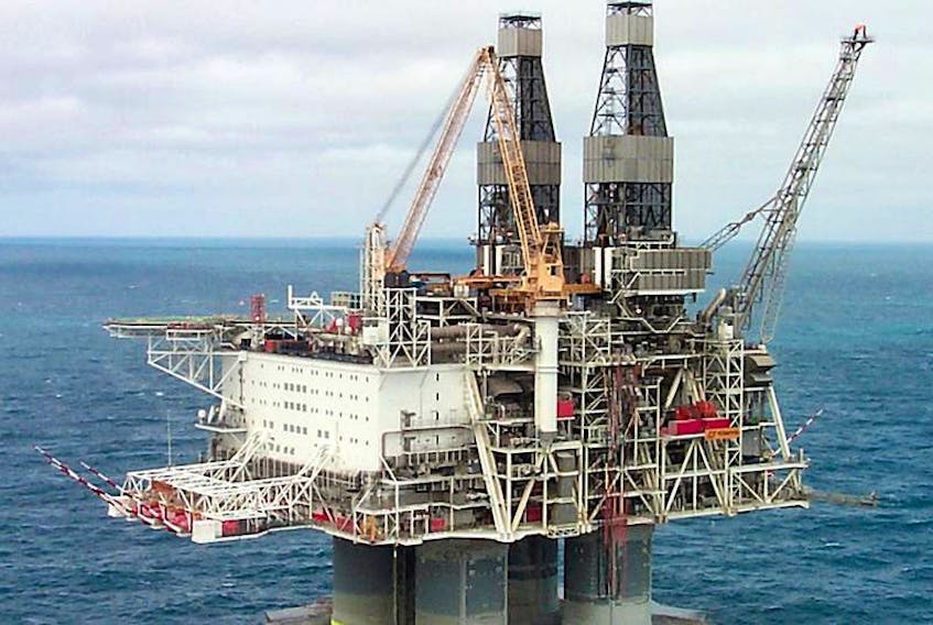 The Hibernia platform was forced to shut down late Sunday when it was discovered it was leaking fluid.