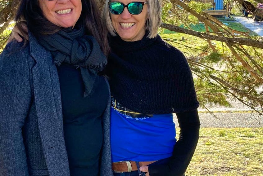 Roxanne Walsh-Seabright (left) and Janet Langdon are co-owners of the Newfoundland Dog Company. They do Gander-inspired clothing and accessories. Contributed photo
